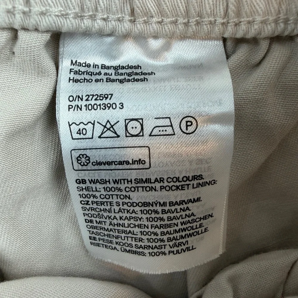 H&M Paperbag Waist Shorts Women Medium Beige Cotton Elastic High Rise Rolled Hem